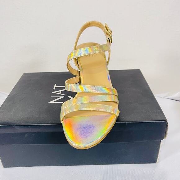 Naturalizer Heeled Sandals Womens 8.5 Gold Metallic Slingback Block Heel NWT - Picture 10 of 12